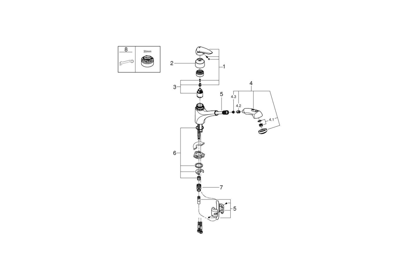 Смеситель для кухни GROHE Eurodisc, хром (32257001)