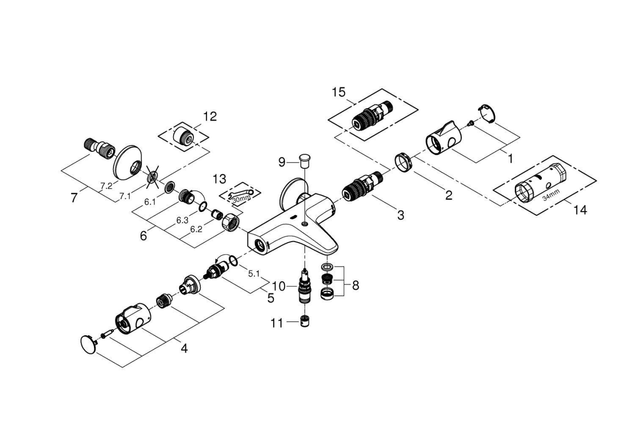 Термостат для ванны GROHE Grohtherm 800, хром (34567000)