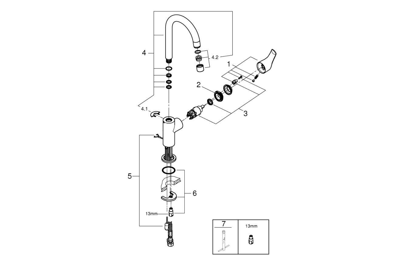 Смеситель для раковины GROHE Eurosmart, L-size, хром (23743002)