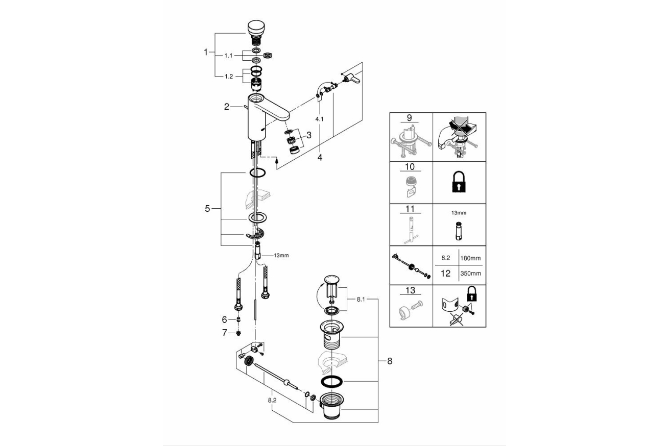 Смеситель для раковины GROHE Eurosmart Cosmopolitan T автоматический, хром (36318000)