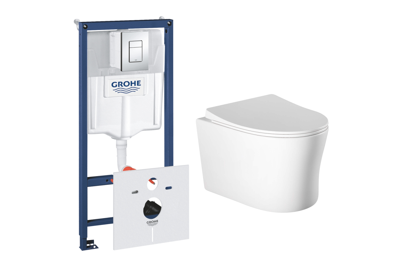 Комплект инсталляции GROHE Rapid SL 38775001 с унитазом Aquatek НИКА AQ2009-00 и сиденьем с микролифтом (NW0329)