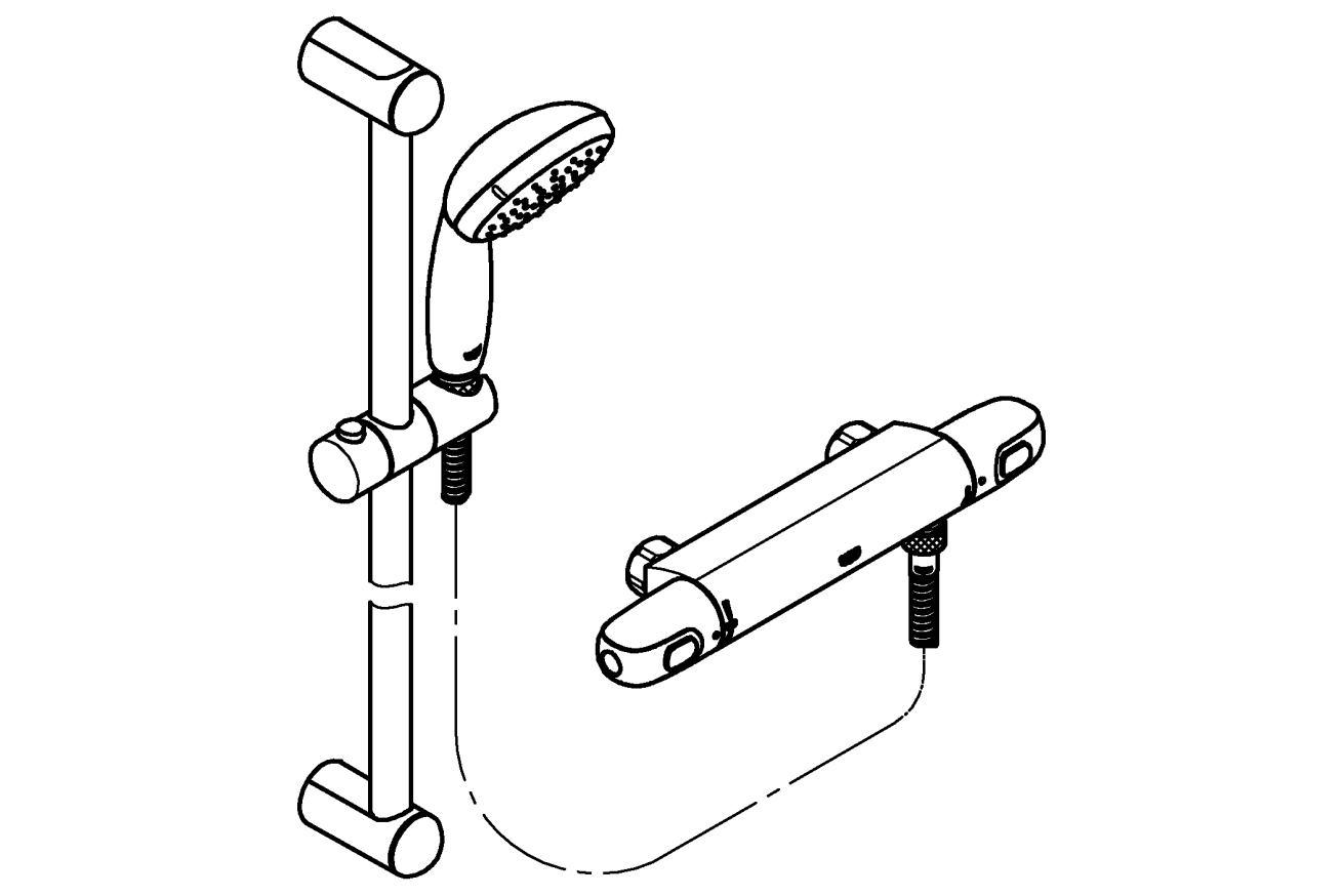 Термостат для душа GROHE Grohtherm 1000 с душевым гарнитуром, хром (34819004)