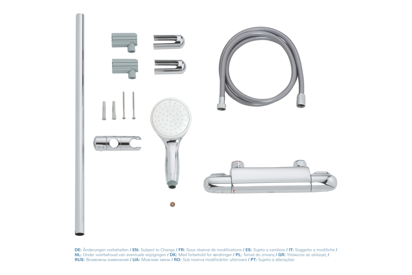 Термостат для душа GROHE Grohtherm 1000 с душевым гарнитуром, хром (34819004)