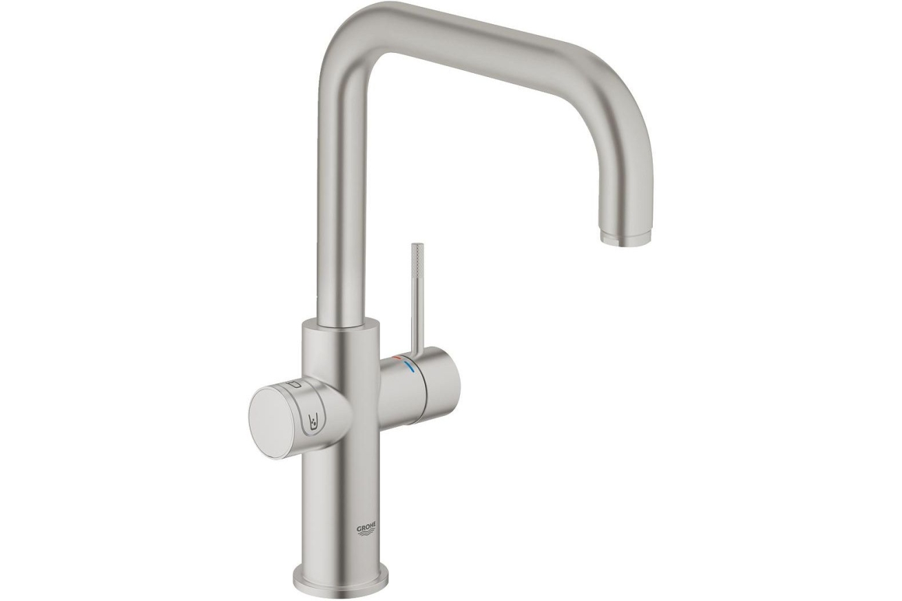 Смеситель для кухни GROHE Blue Home с системой фильтрации, охлаждения и газирования воды, Wi-Fi, суперсталь (31456DC1)