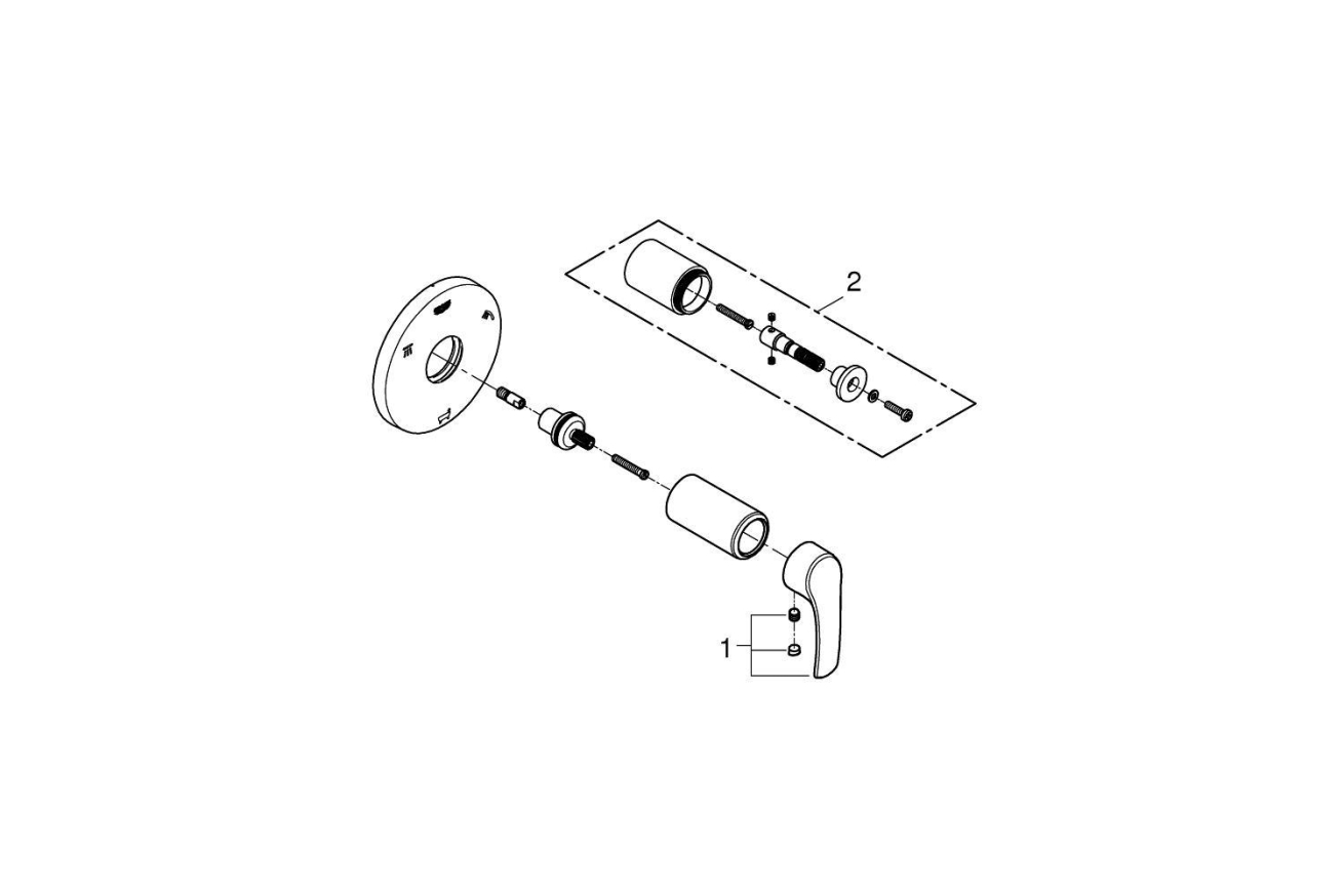 Внешняя часть переключателя потоков GROHE Eurosmart на 3 положения, хром (19972002)