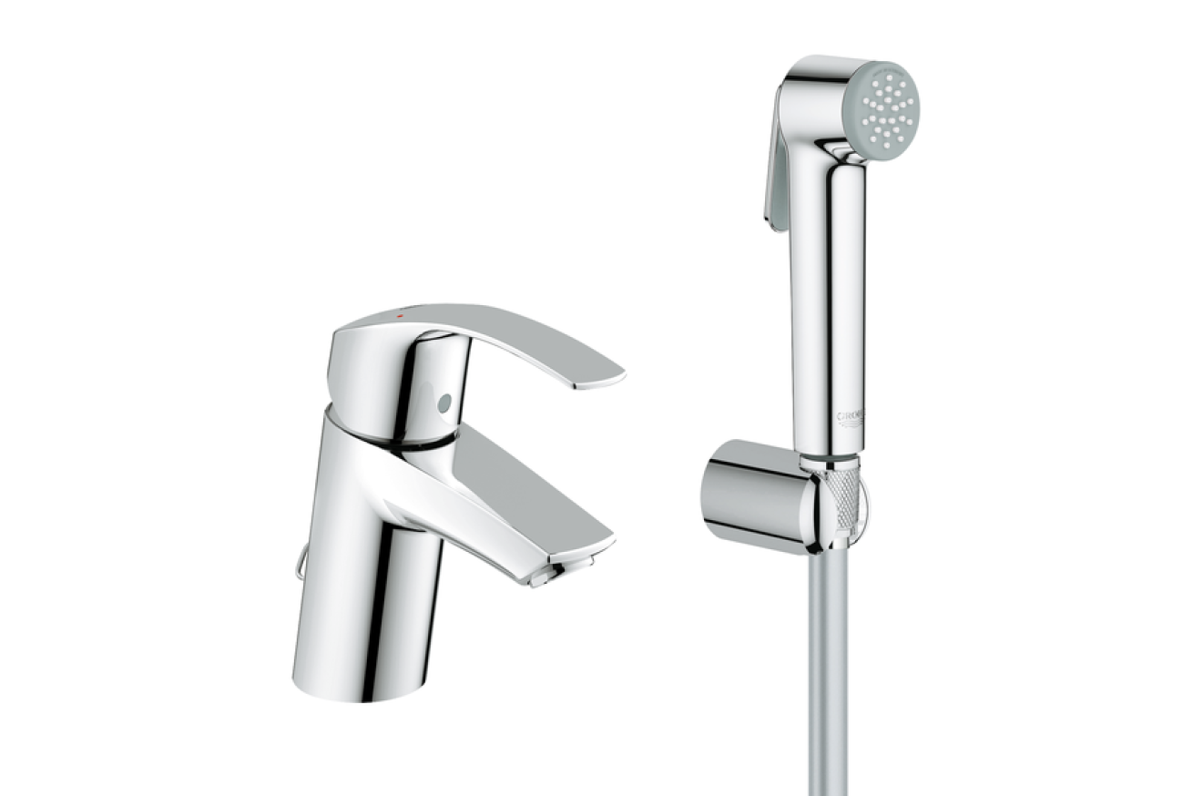 Смеситель для раковины GROHE Eurosmart с гигиеническим душем, S-size, хром (23124002)