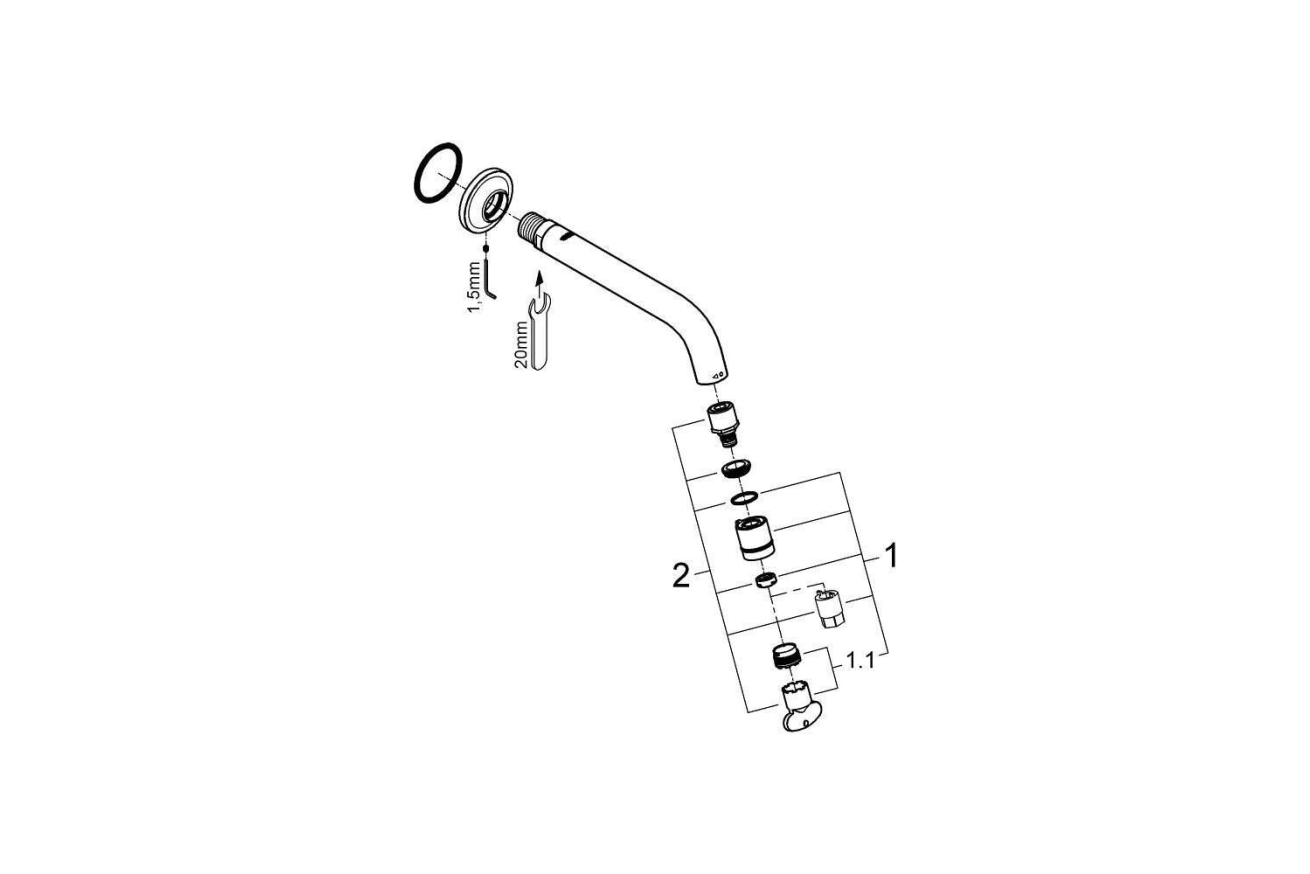 Кран для раковины GROHE Universal, без функции смешивания, хром (20203000)