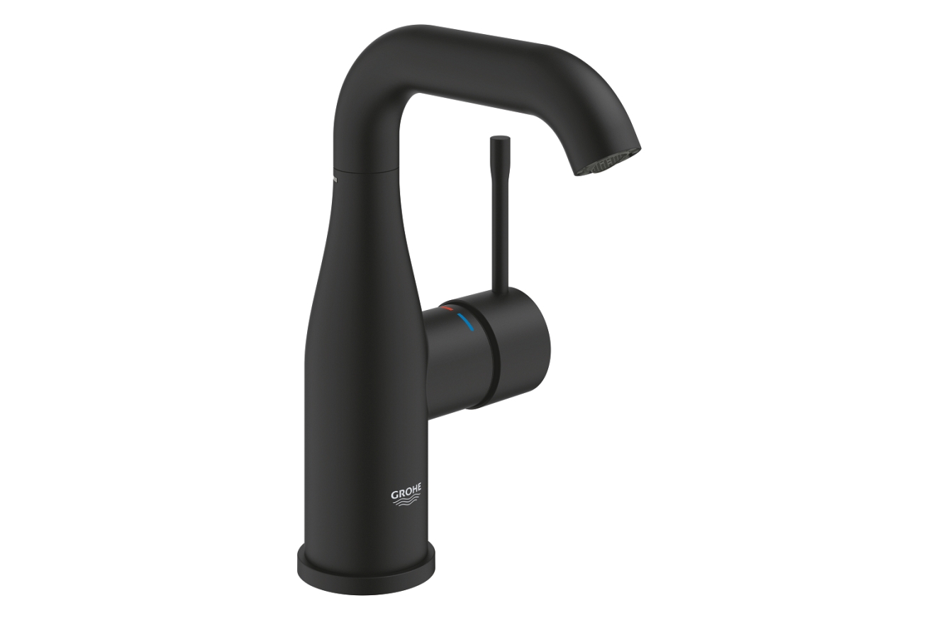 Смеситель для раковины GROHE Essence без донного клапана, M-size, фантомный черный (24176KF1)