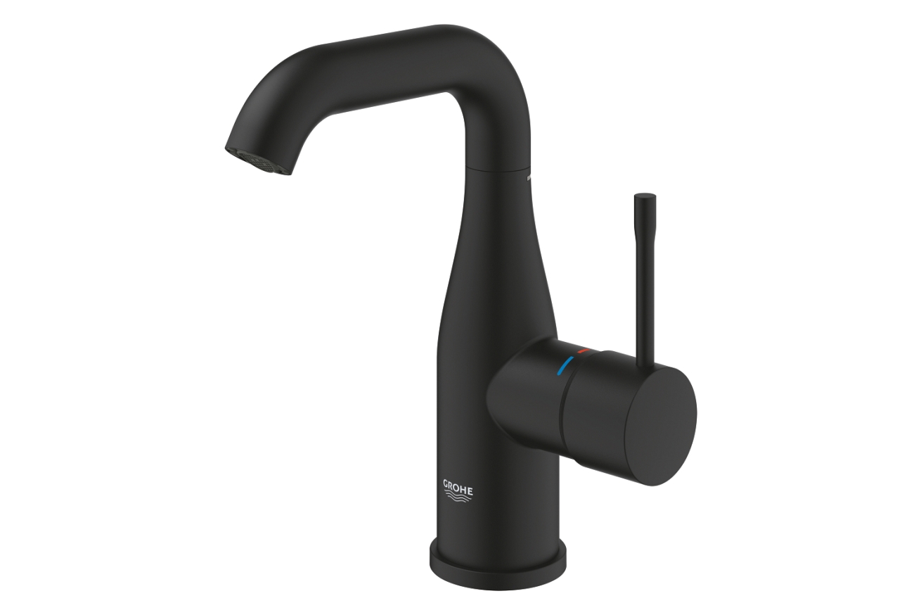 Смеситель для раковины GROHE Essence без донного клапана, M-size, фантомный черный (24176KF1)
