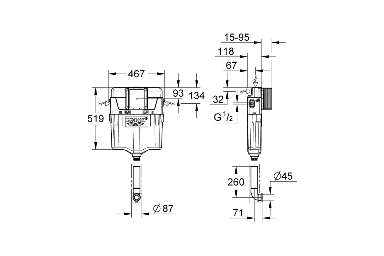 Смывной бачок скрытого монтажа для унитаза GROHE GD2 (38661000)