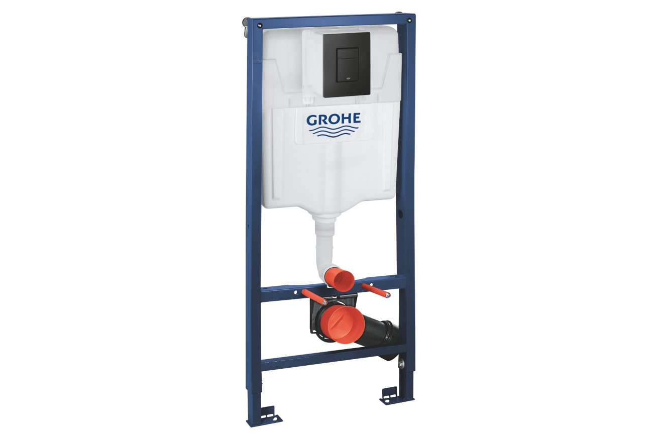 Комплект инсталляции для унитаза GROHE Solido 4 в 1 с панелью смыва Even, фантомный черный (38811KF0-B)