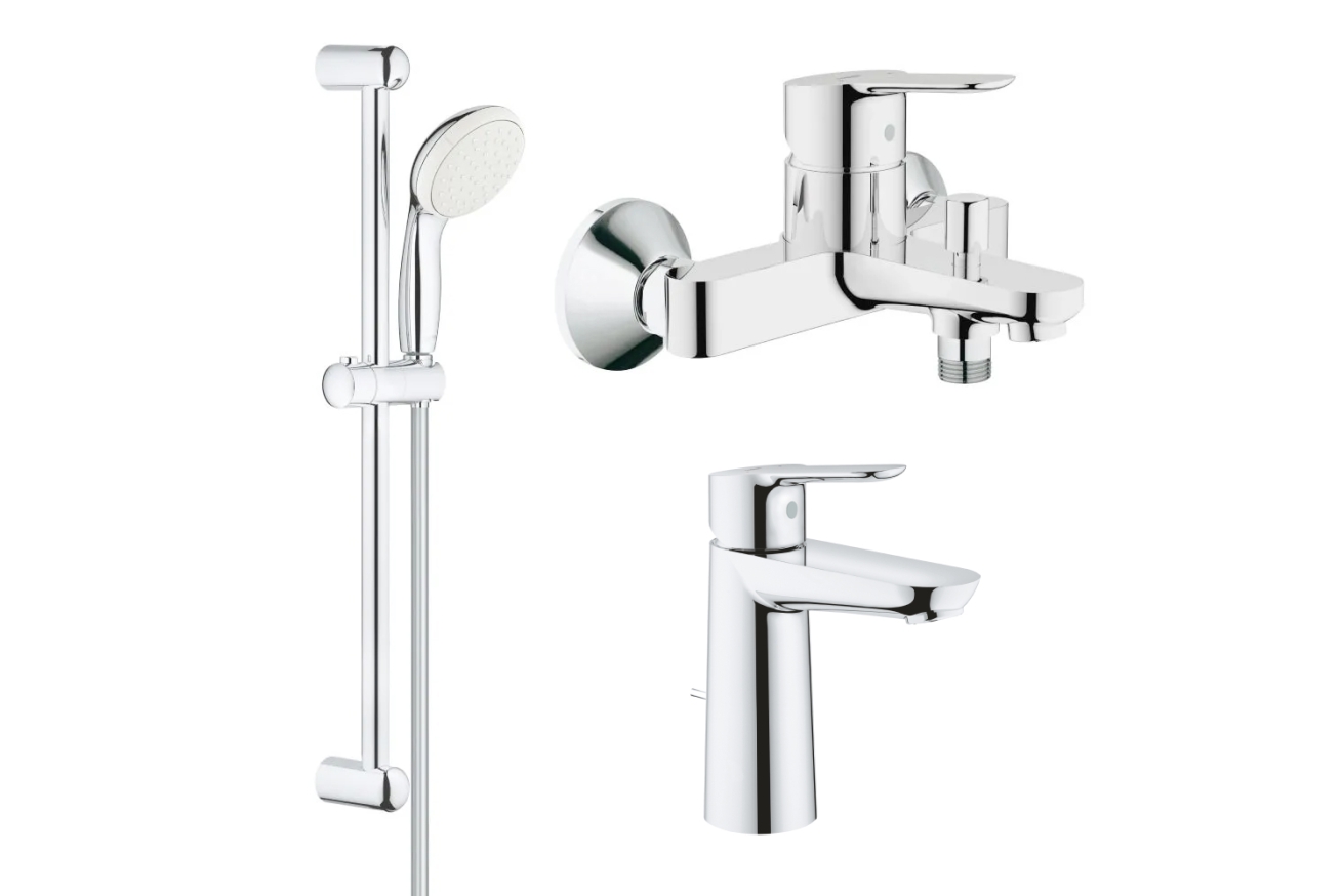 Комплект смесителей GROHE BauEdge с душевым гарнитуром, хром (NB0065)