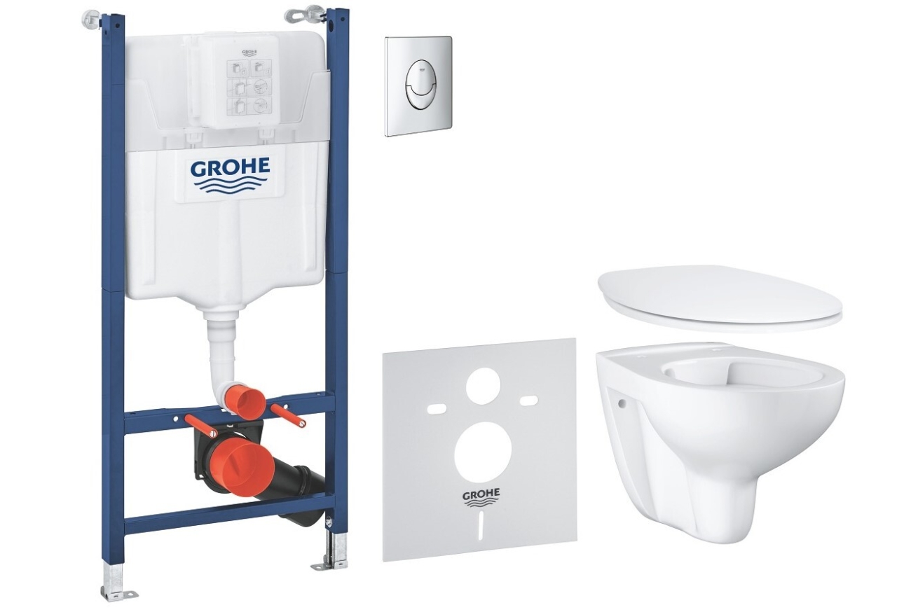 Комплект инсталляции GROHE Solido 5 в 1 с унитазом Bau Ceramic и сиденьем (39888000)