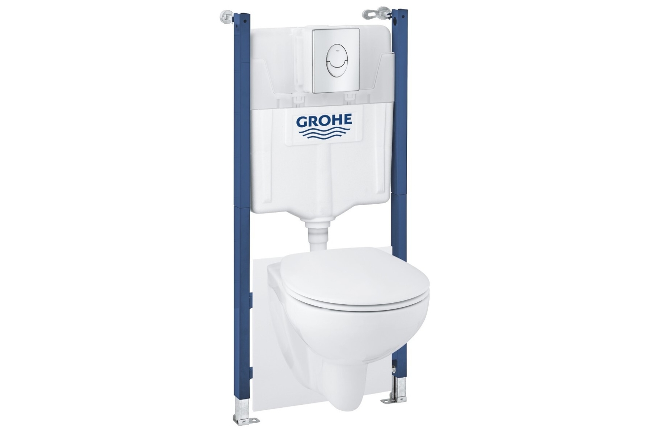 Комплект инсталляции GROHE Solido 5 в 1 с унитазом Bau Ceramic и сиденьем (39888000)