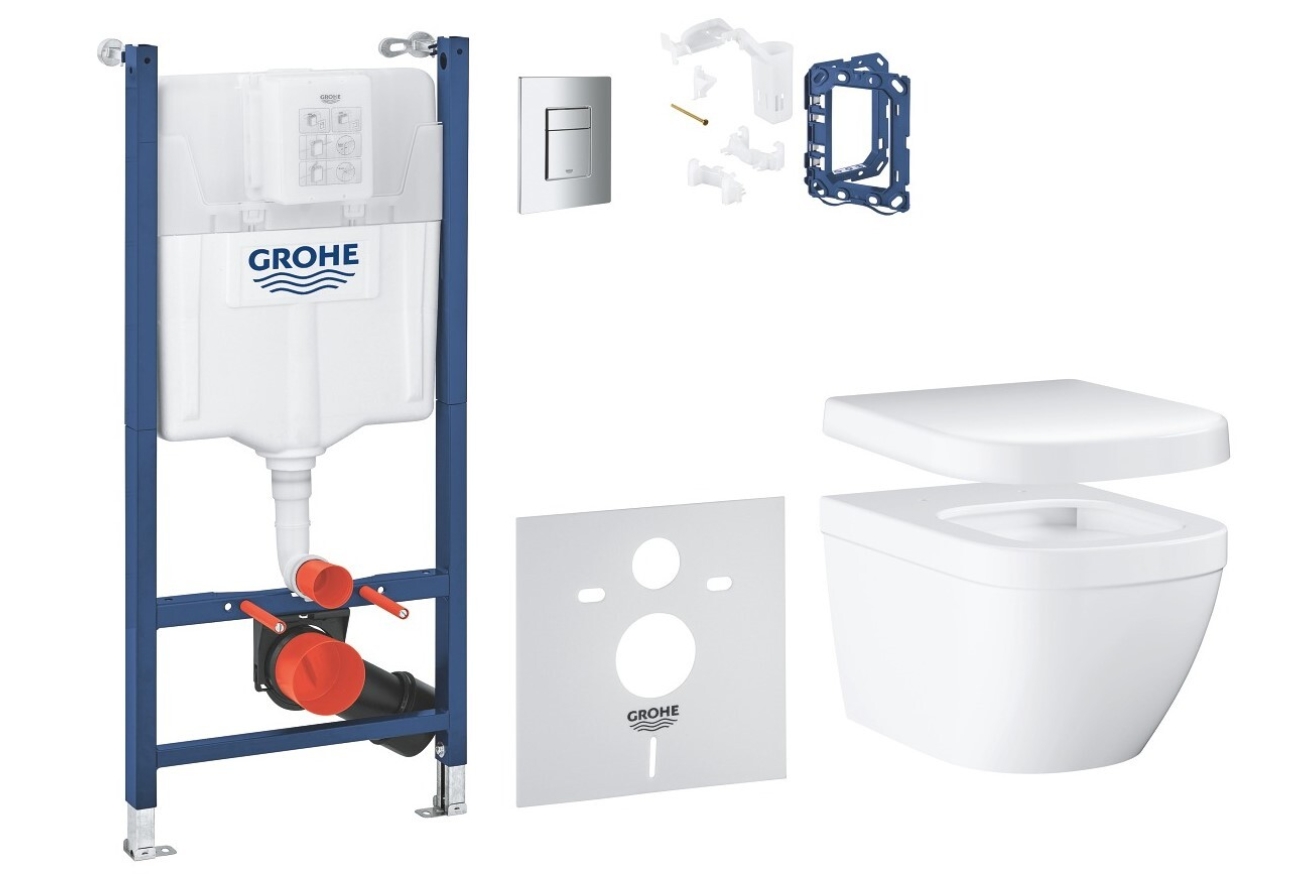 Комплект инсталляции GROHE Solido 5 в 1 с унитазом Euro Ceramic и сиденьем (39889000)