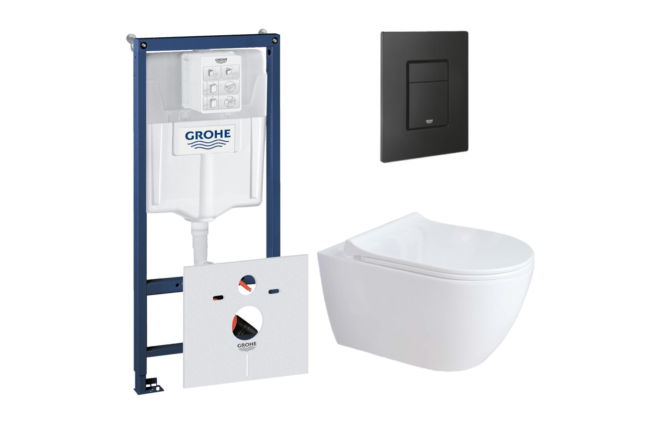 Комплект инсталляции GROHE Solido 38811KF0 с унитазом Aquatek ПОЛАРИС AQ0700-01 и сиденьем с микролифтом (NW0336)