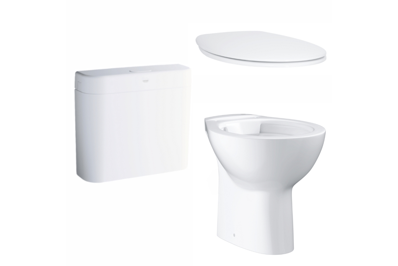 Унитаз напольный безободковый GROHE Bau Ceramic с бачком и сиденьем с микролифтом (NW0051-1)