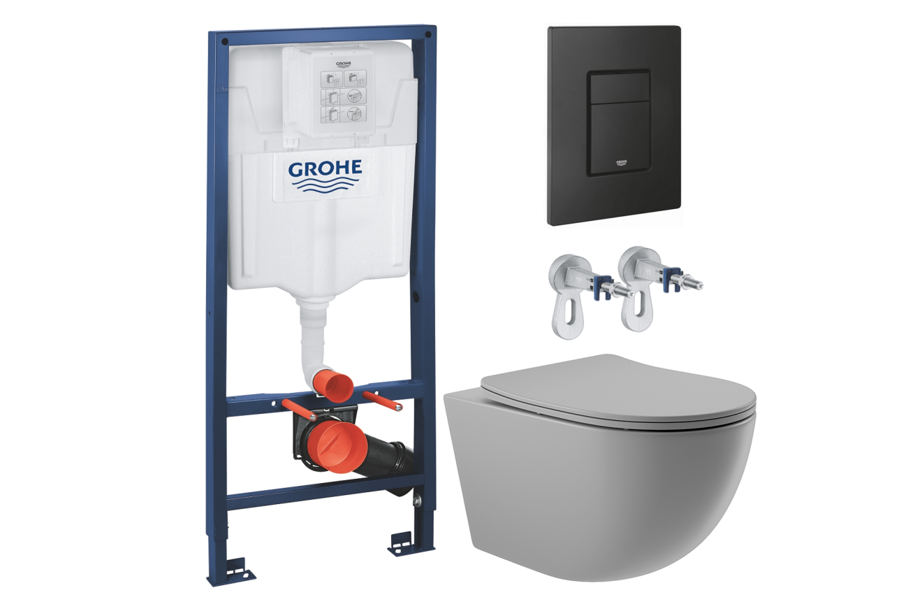 Комплект инсталляции GROHE Solido 38811KF0 с унитазом Aqueduto OVO OVO0130 и сиденьем с микролифтом (NW0230)