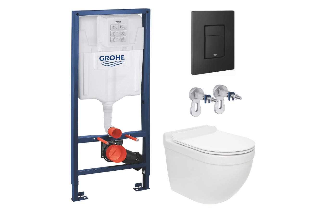 Комплект инсталляции GROHE Solido 38811KF0 с унитазом AQUAme AQM2010 и сиденьем с микролифтом, смыв Quiet (NW0301)