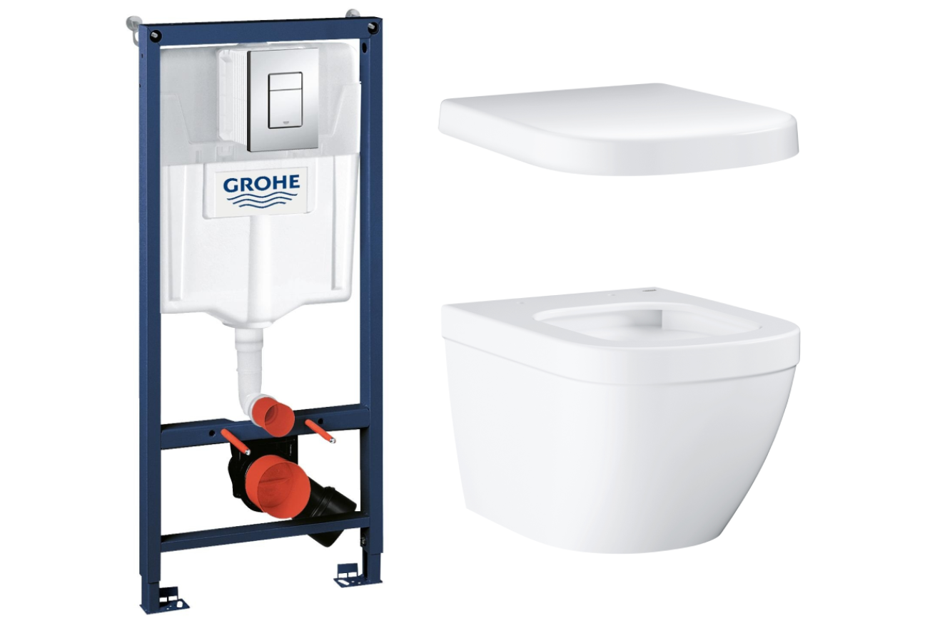 Комплект инсталляции GROHE Rapid SL 3 в 1 с унитазом Euro Ceramic и сиденьем (NW0129)