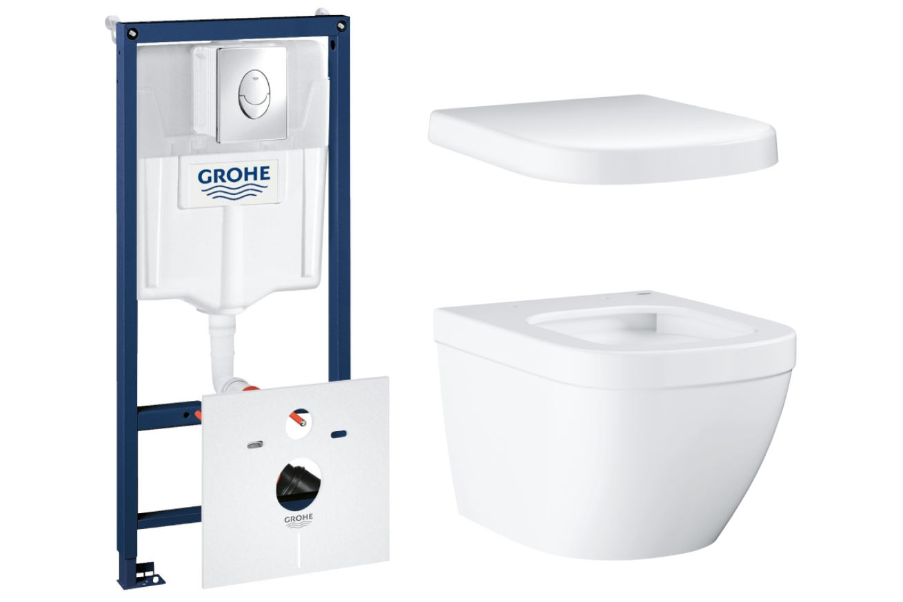 Комплект инсталляции GROHE Rapid SL 4 в 1 с унитазом Euro Ceramic и сиденьем (NW0130)
