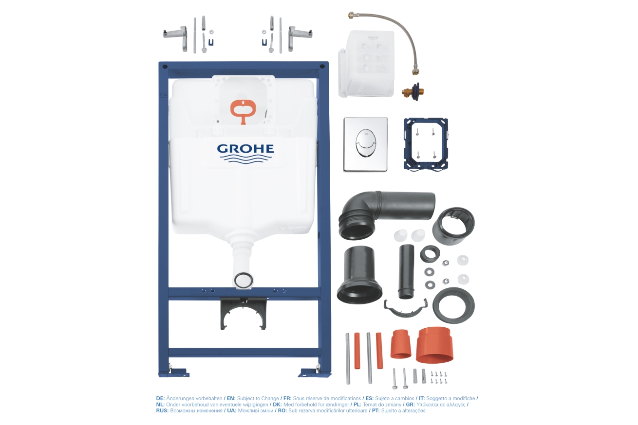 Инсталляция для подвесного унитаза GROHE Solido 3 в 1, с накладной панелью Skate Air (38956000)