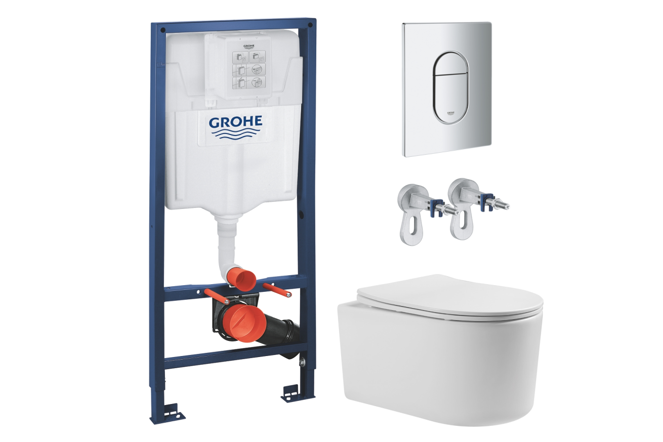 Комплект инсталляции GROHE NW0145/S с унитазом Aquatek МИЯ и сиденьем с микролифтом (NW0165)