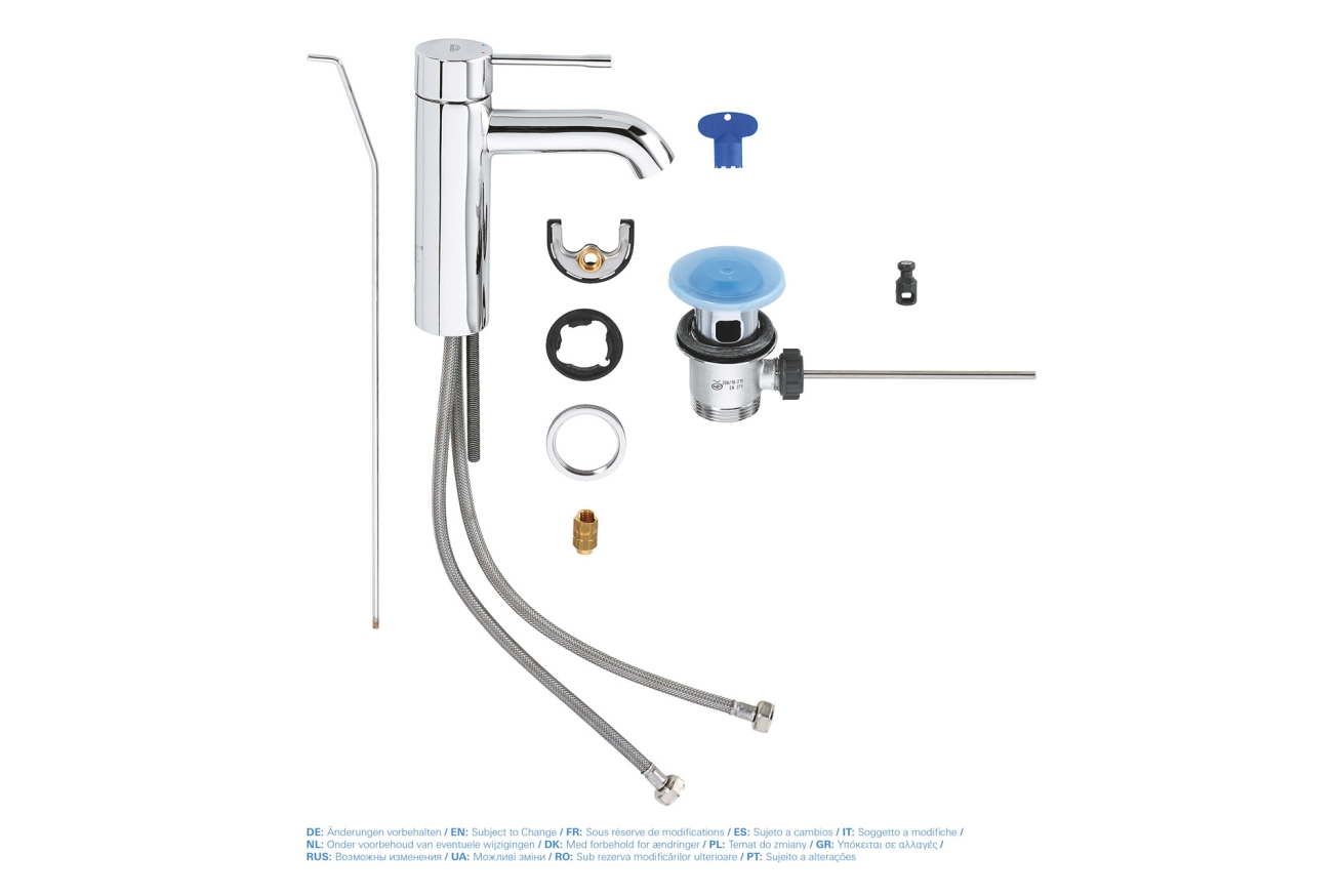 Смеситель для раковины GROHE Essence с донным клапаном, S-size, хром (23589001)