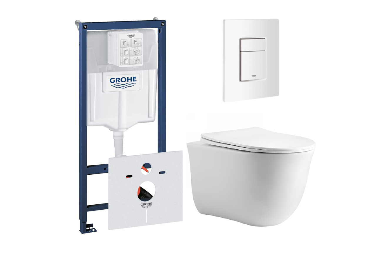 Комплект инсталляции GROHE 38772SH0 с унитазом Aquatek КЛАССИК и сиденьем с микролифтом (NW0156)