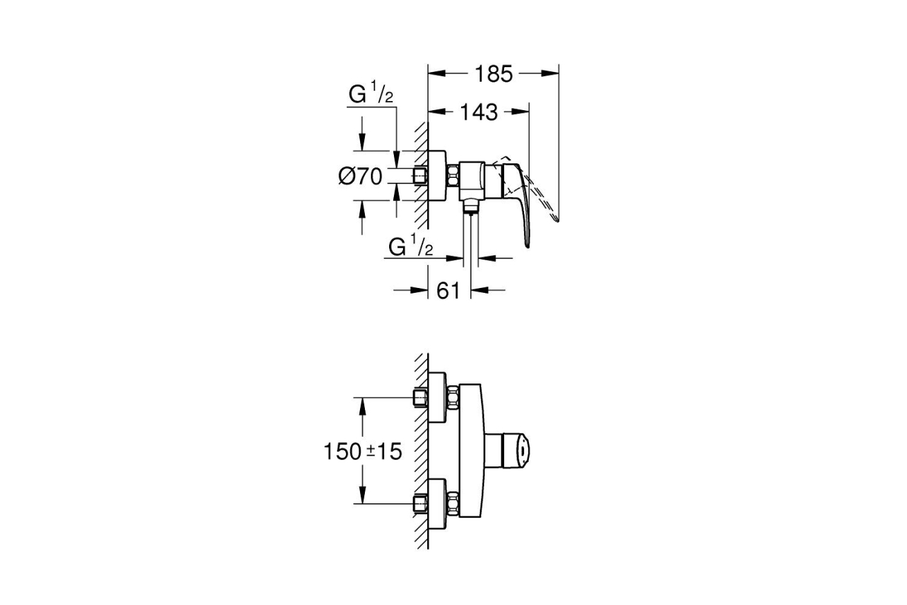 Смеситель для душа GROHE Eurosmart, черный (335552433)
