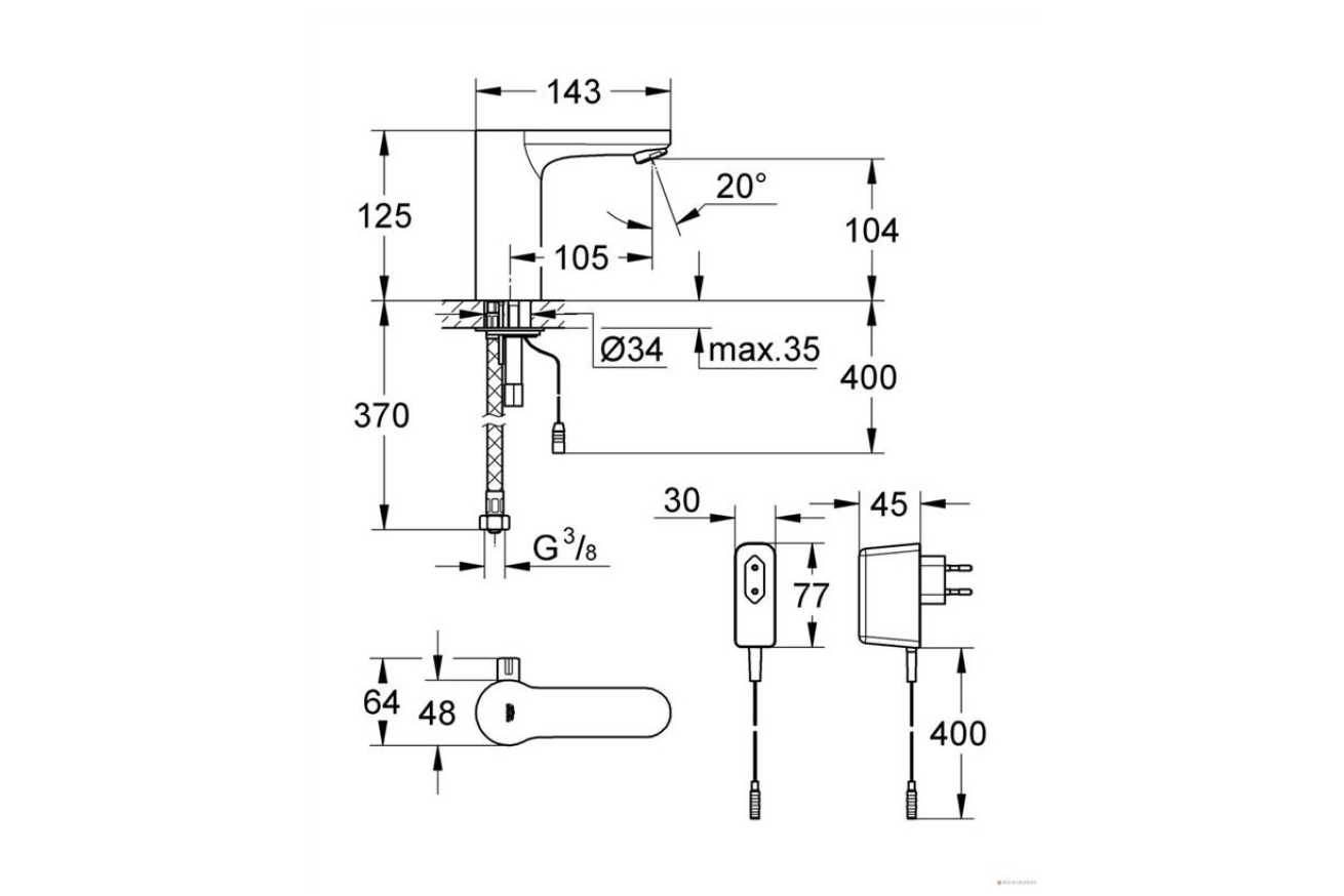 Смеситель для раковины GROHE Get E инфракрасный, хром (36366000)