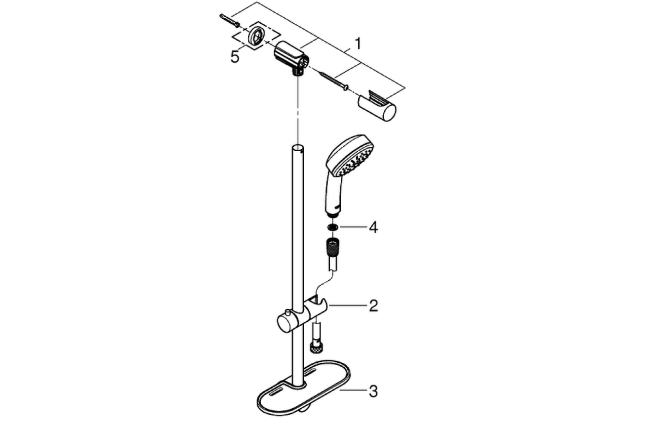 Душевой гарнитур GROHE Tempesta Cosmopolitan 100 с мыльницей, 1 режим струи, душевая штанга 600 мм, 7 л/мин, хром (26083002)