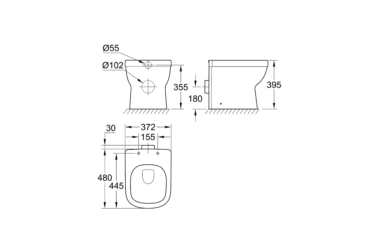 Унитаз-компакт напольный GROHE Euro Ceramic, альпин-белый (3932900H)