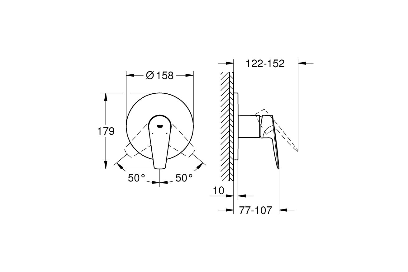 Внешняя часть смесителя для душа GROHE BauEdge, хром (24161001)