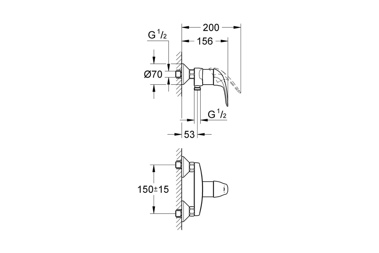 Смеситель для душа GROHE Euroeco, хром (32740000)