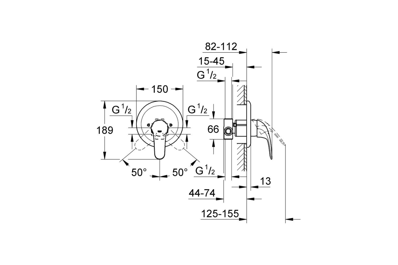 Смеситель для душа GROHE Euroeco, хром (32742000)