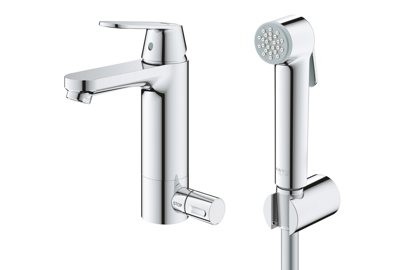 Смеситель для раковины GROHE Eurosmart Cosmopolitan с гигиеническим душем, M-size, хром (24191000)