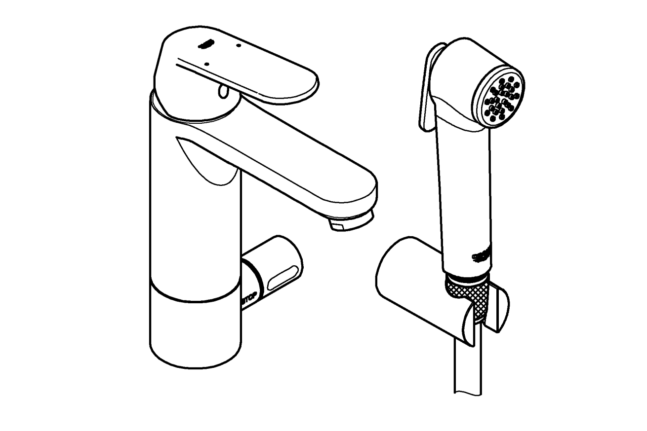 Смеситель для раковины GROHE Eurosmart Cosmopolitan с гигиеническим душем, M-size, хром (24191000)