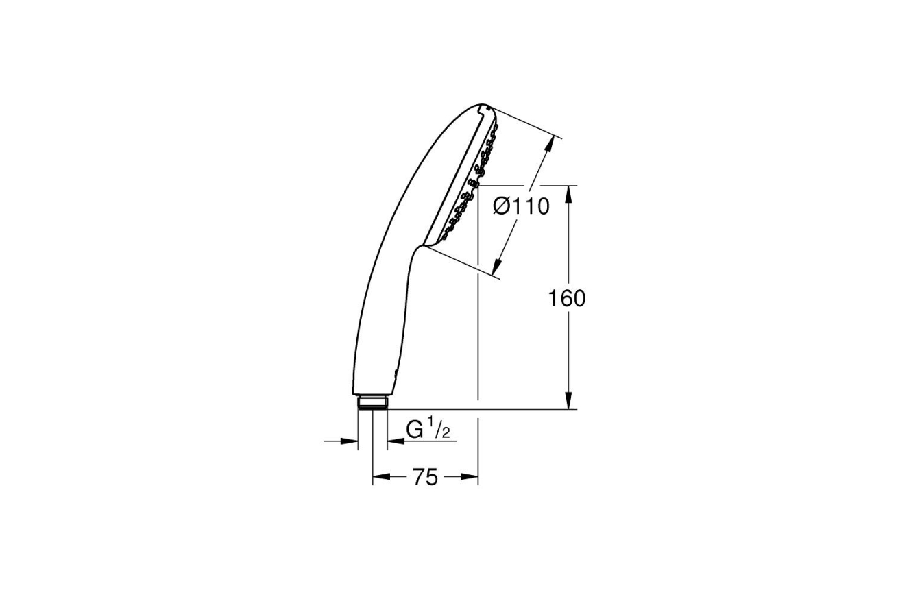 Ручной душ GROHE Tempesta 110, 16,6 л/мин, 1 режим, хром (27852003)