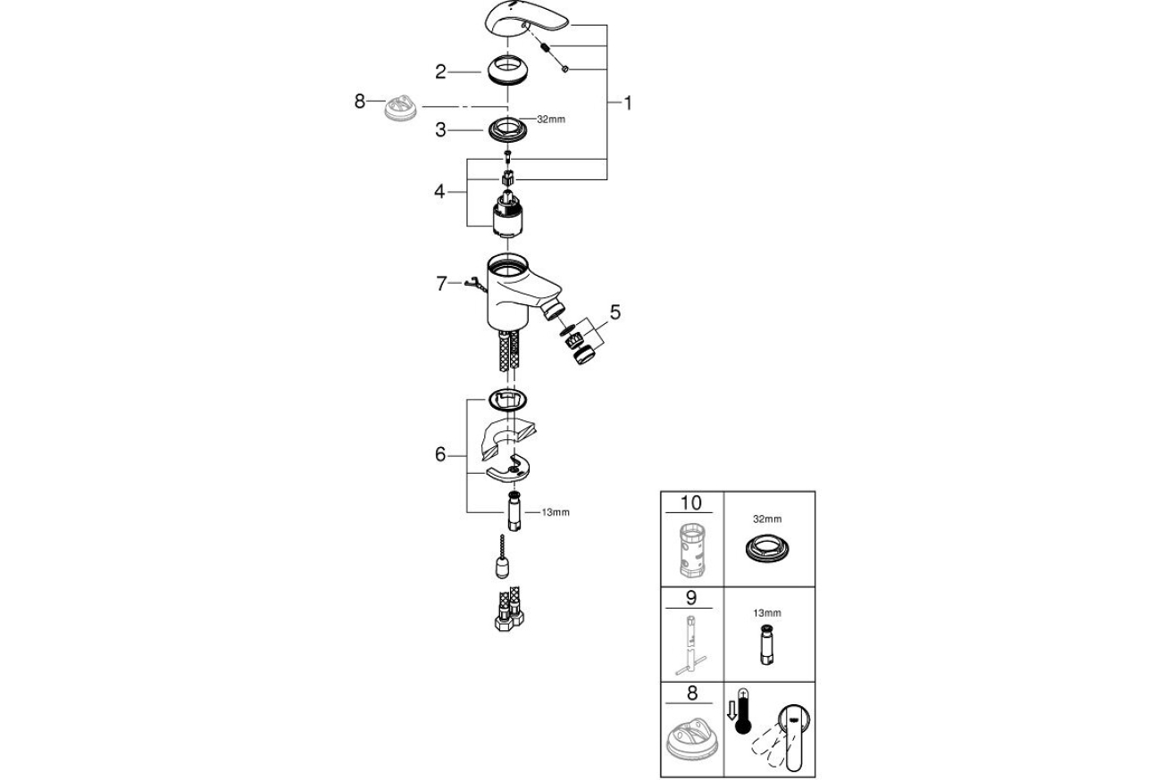 Смеситель для биде GROHE Euroeco, S-size, хром (32882000)