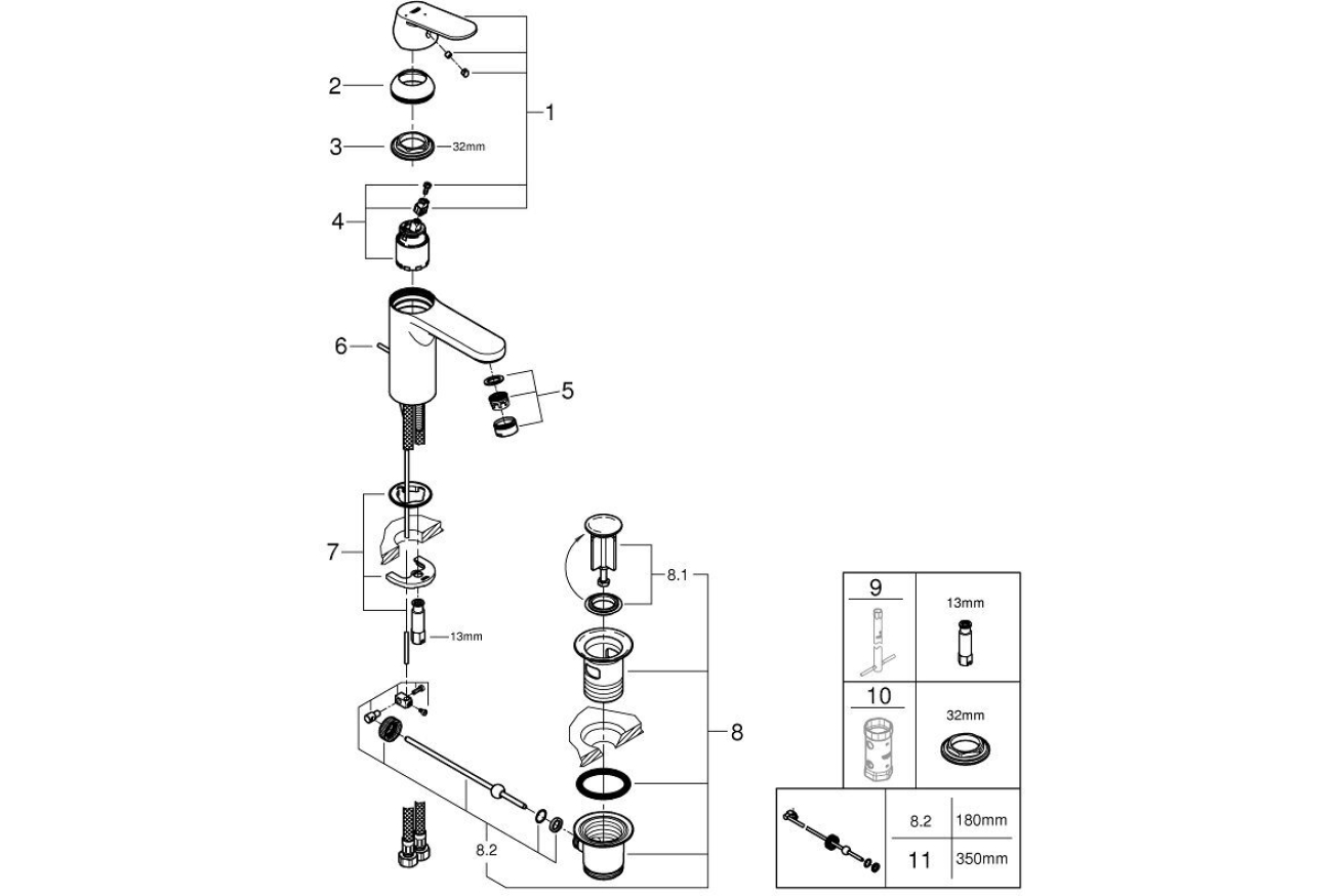 Смеситель для раковины GROHE Eurosmart Cosmopolitan, M-size, хром (2339600E)