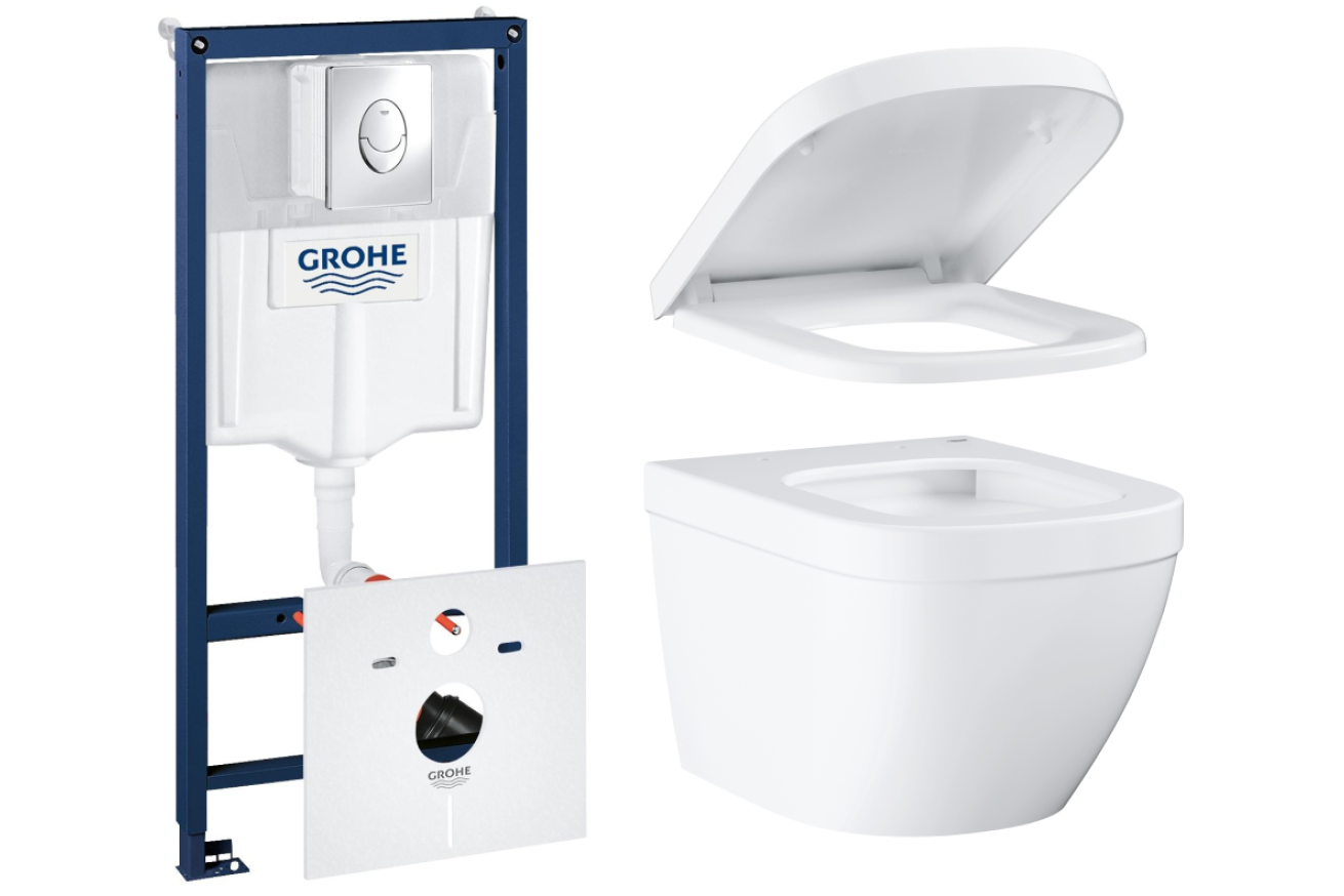 Комплект инсталляции GROHE Rapid SL 4 в 1 с унитазом Euro Ceramic и сиденьем с микролифтом (NW0133)
