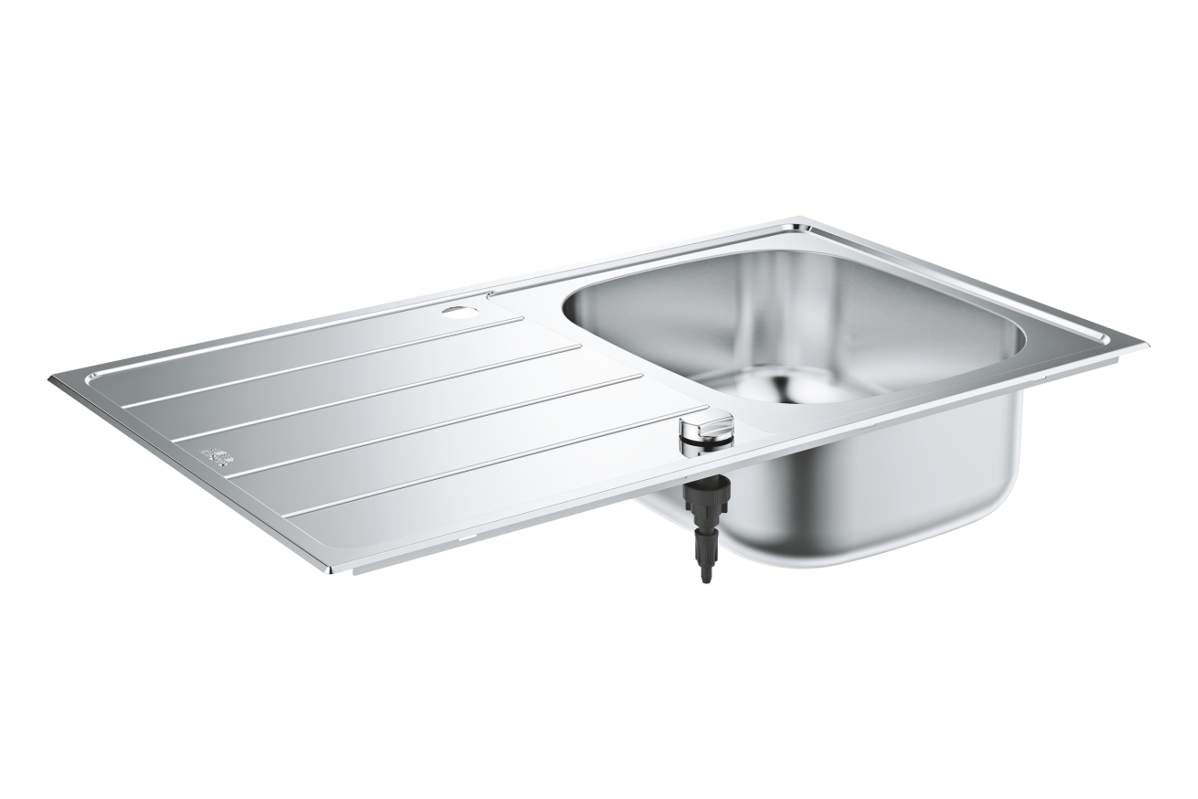 Мойка GROHE K200 45-S 86/50 1.0 с корзинчатым вентилем, нержавеющая сталь (31552SD1)