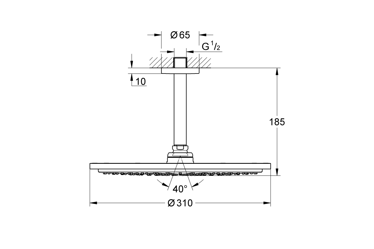 Верхний душ GROHE Rainshower, 9,5 л/мин, 1 режим, 142 мм, теплый закат глянец (26067DA0)