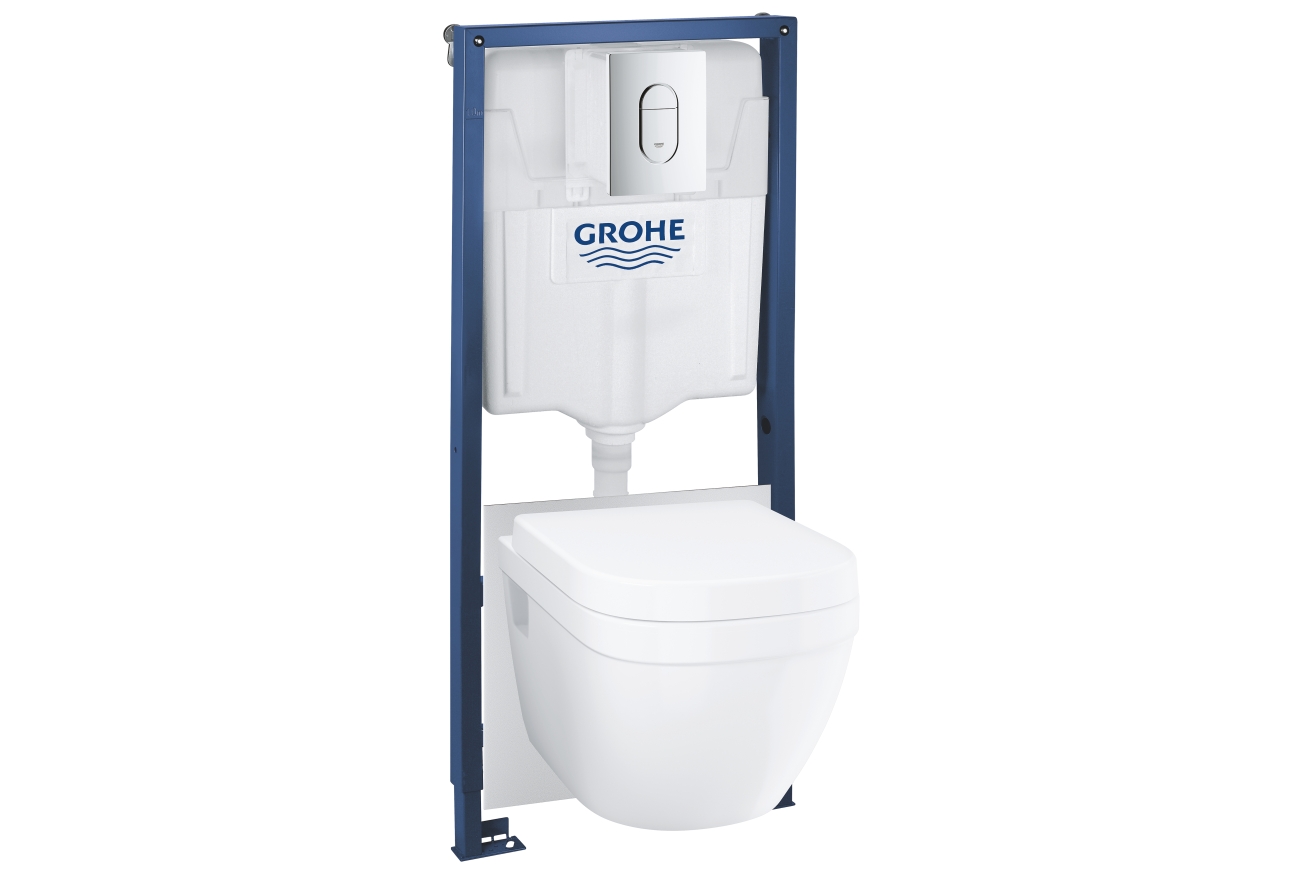 Комплект инсталляции GROHE Solido 5 в 1 с подвесным унитазом Euro Ceramic и сиденьем (39702000)