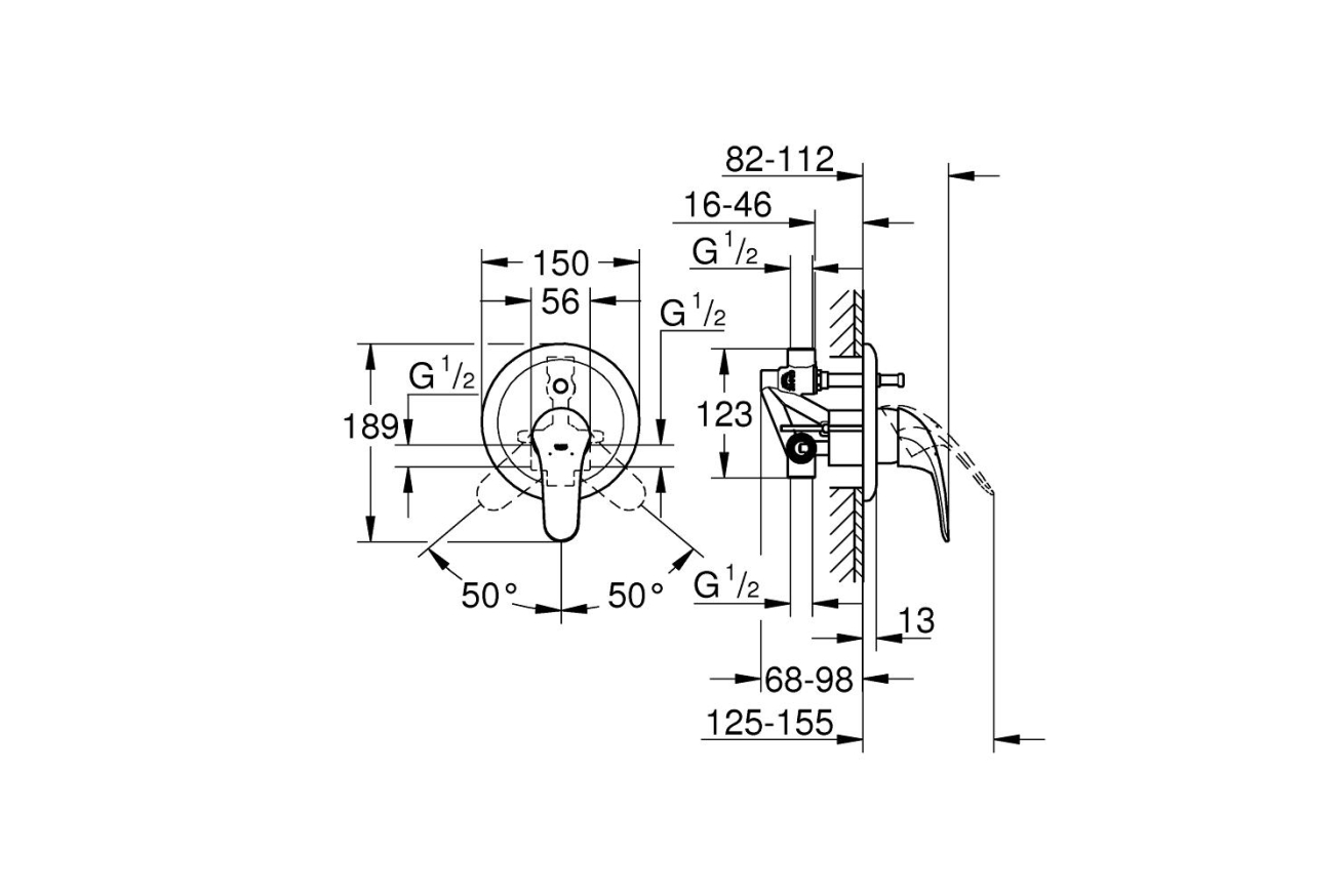 Смеситель для ванны GROHE Euroeco в комплекте с монтажной , хром (32747000)