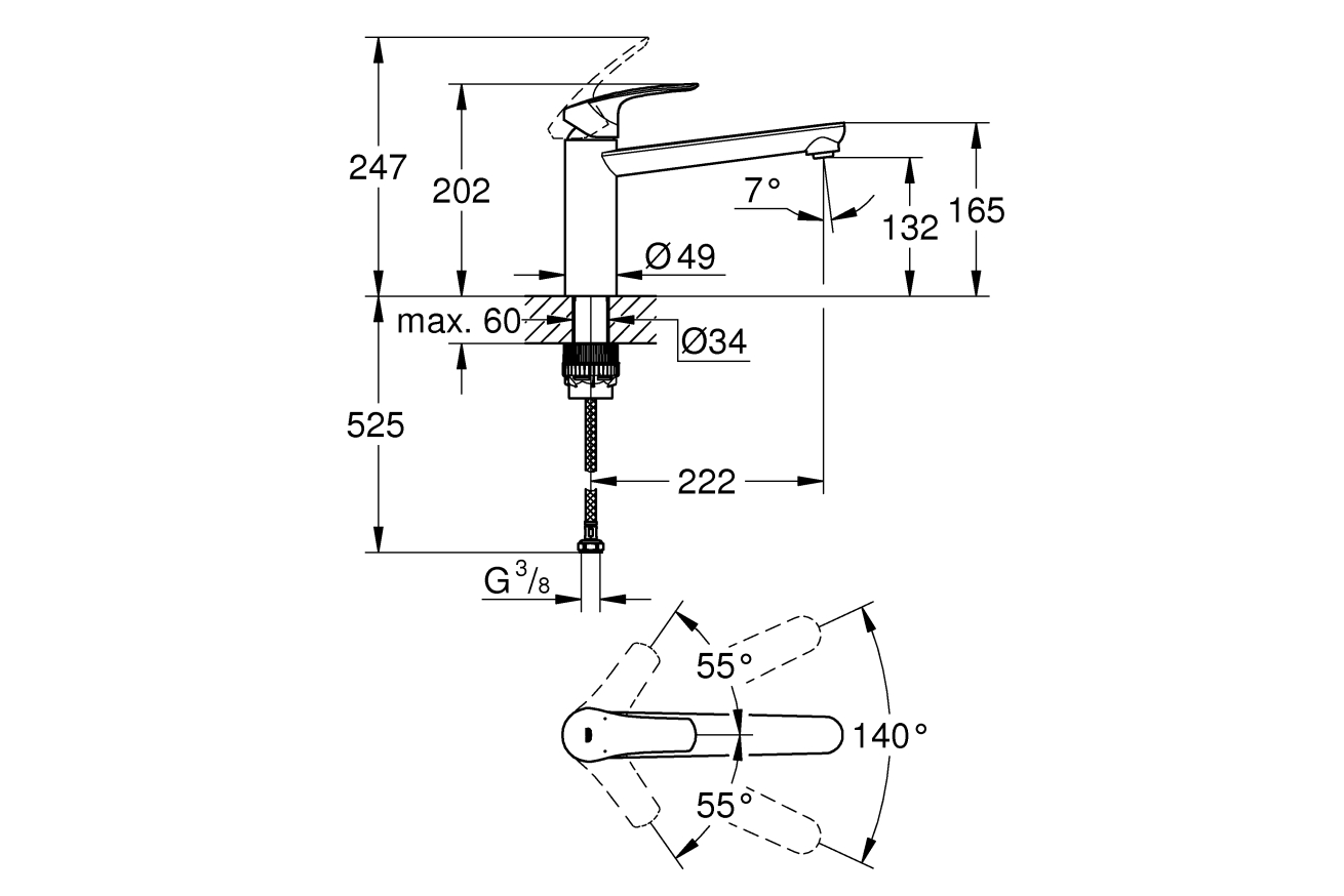 Смеситель для кухни GROHE Eurosmart, хром (30463000)