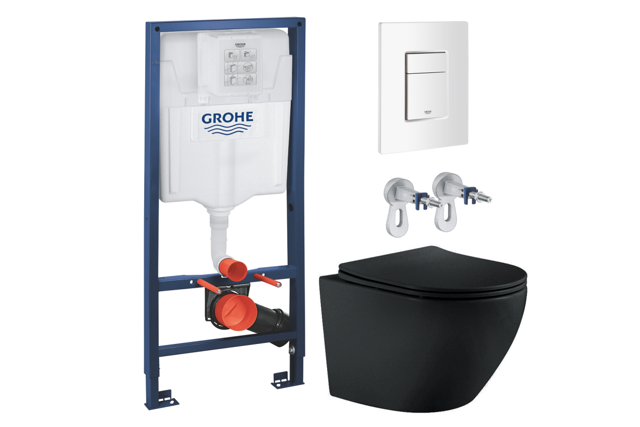 Комплект инсталляции GROHE Rapid SL 38772SH0 с унитазом Aquatek ЕВРОПА AQ1901-MB и сиденьем с микролифтом (NW0254)