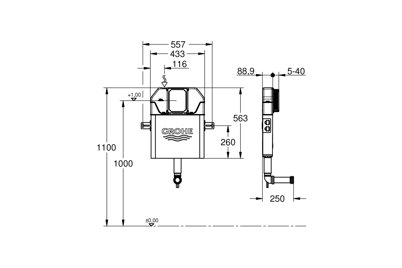 Смывной бачок для унитаза GROHE Solo Slim (39682000)