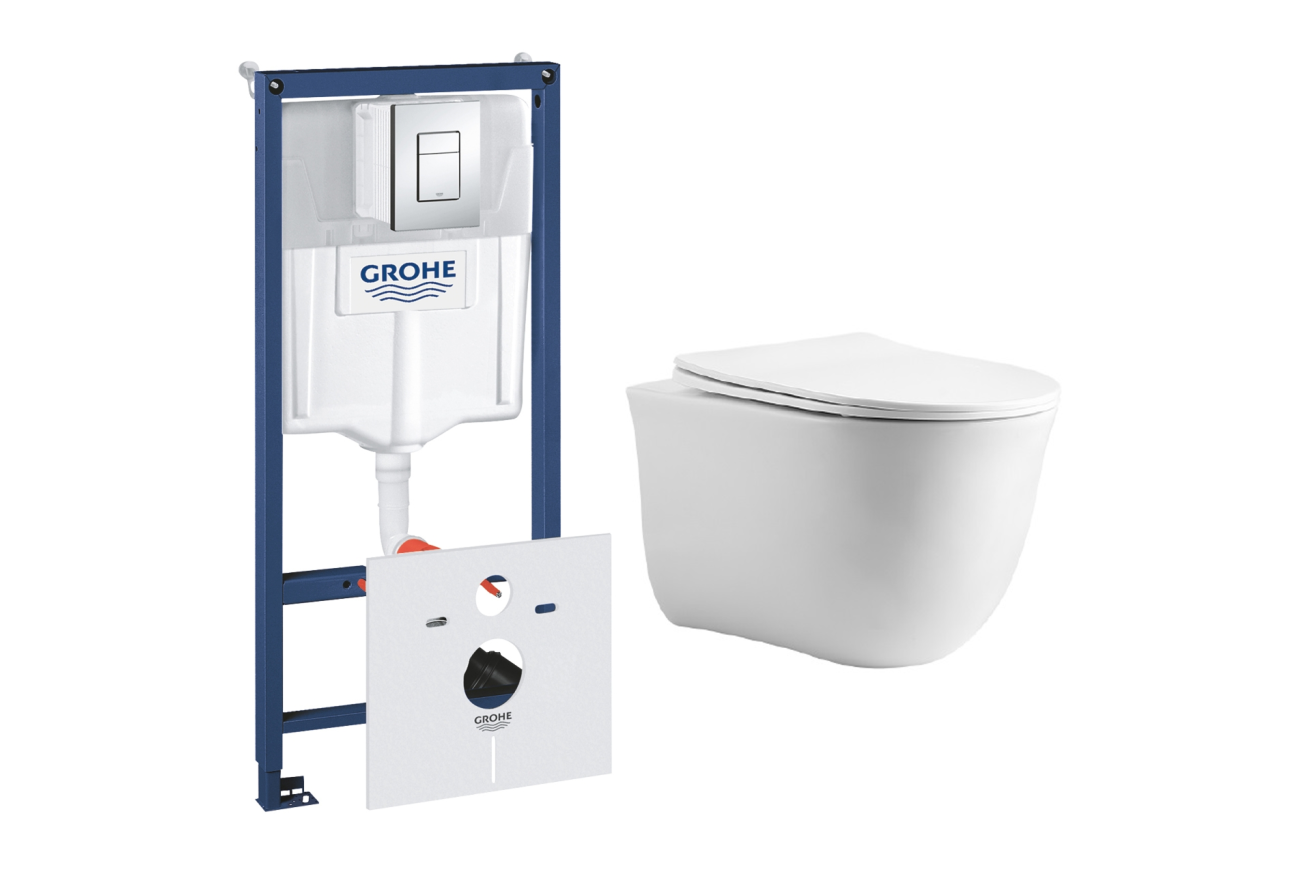 Комплект инсталляции GROHE Rapid SL 38775001 с унитазом Aquatek КЛАССИК AQ1112T-00 и сиденьем с микролифтом (NW0268)